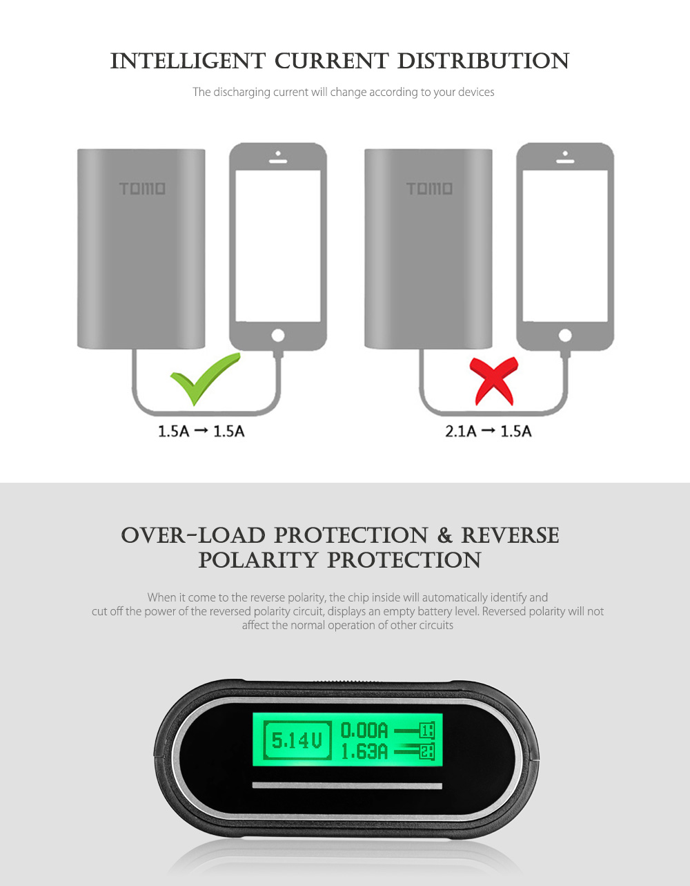 TOMO T3 DIY Smart Power Bank 3 x 18650 Li-ion Battery Micro USB 8 Pin Dual Input / Output Charger