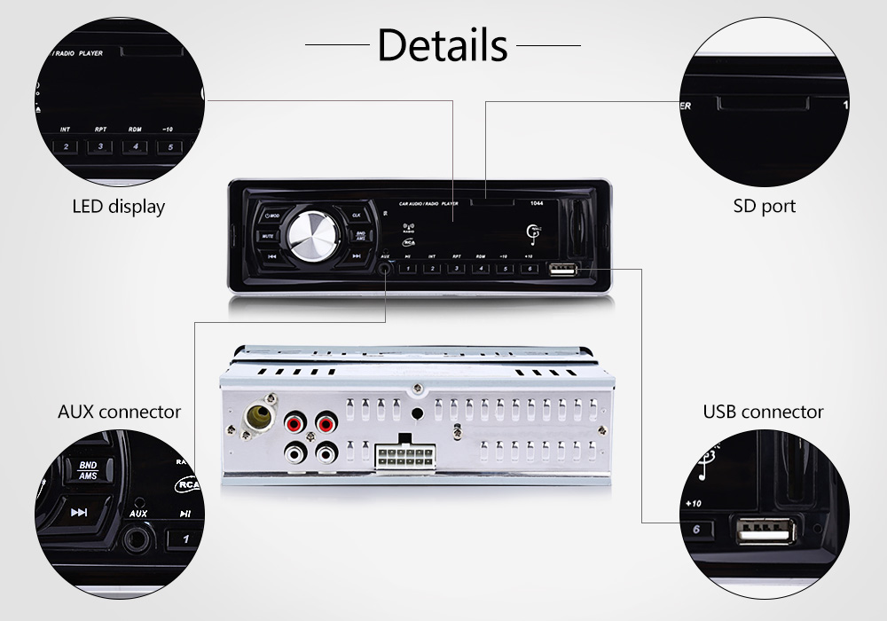 1044 Universal Car MP3 Player Single Din FM Radio USB SD Remote Control 1044 Universal Car MP3 Player Single Din FM Radio USB SD Remote Control