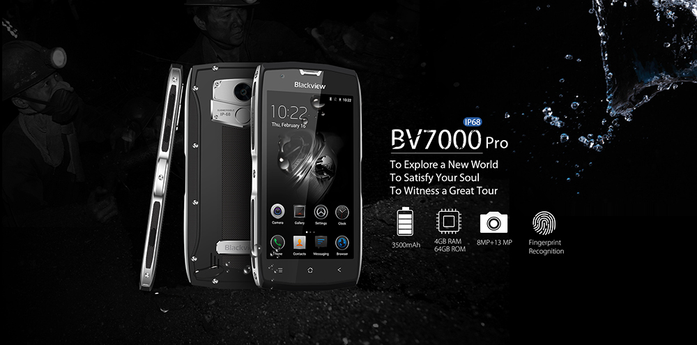 Blackview BV7000 Pro 4G Smartphone 5.0 inch Android 6.0 MTK6750 1.5GHz Octa Core 4GB RAM 64GB ROM IP68 Waterproof 8.0MP + 13.0MP Cameras Fingerprint Scanner