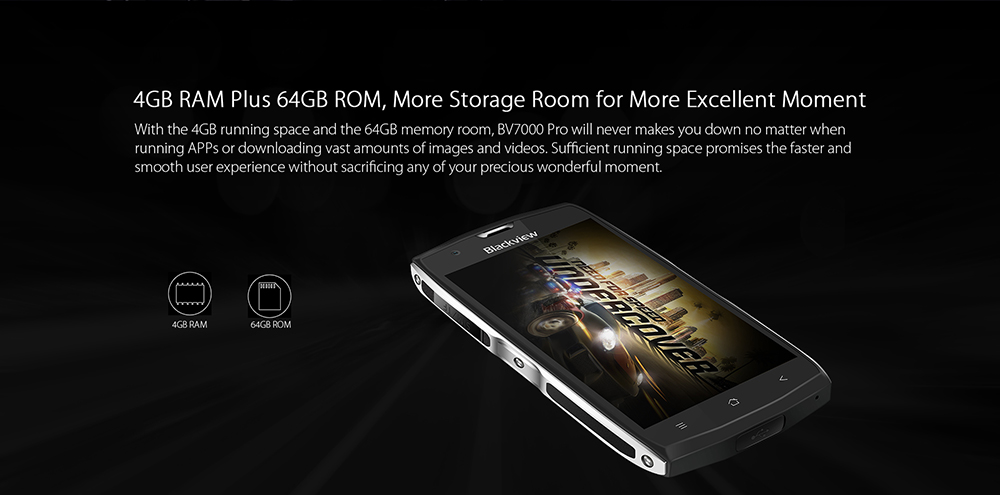 Blackview BV7000 Pro 4G Smartphone 5.0 inch Android 6.0 MTK6750 1.5GHz Octa Core 4GB RAM 64GB ROM IP68 Waterproof 8.0MP + 13.0MP Cameras Fingerprint Scanner