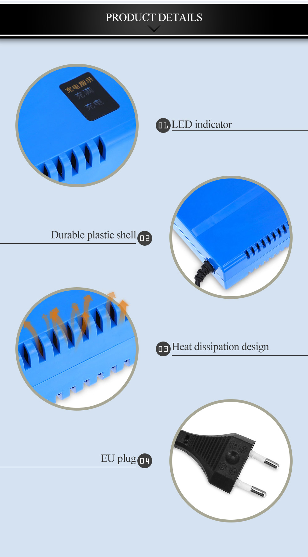Fast Charging 12V 3A Lead-acid Storage Battery Charger Ternary Form EU Plug Fast Charging 12V 3A Lead-acid Storage Battery Charger Ternary Form EU Plug