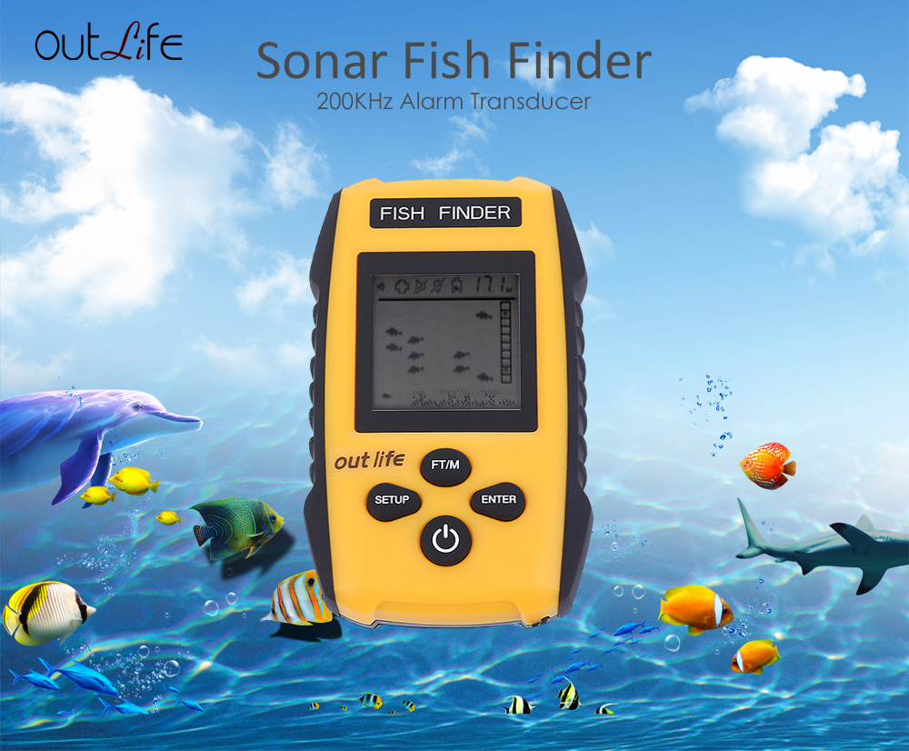 Outlife 0.7 - 100M Fish Finder 200KHz Sonar Sounder Echo Alarm Fishing Transducer Outlife 0.7 - 100M Fish Finder 200KHz Sonar Sounder Echo Alarm Fishing Transducer