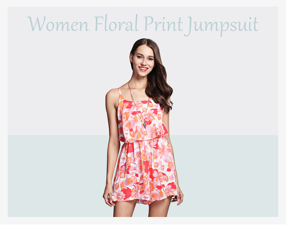 Active Spaghetti Strap Floral Print Flounce Jumpsuit for Women Active Spaghetti Strap Floral Print Flounce Jumpsuit for Women