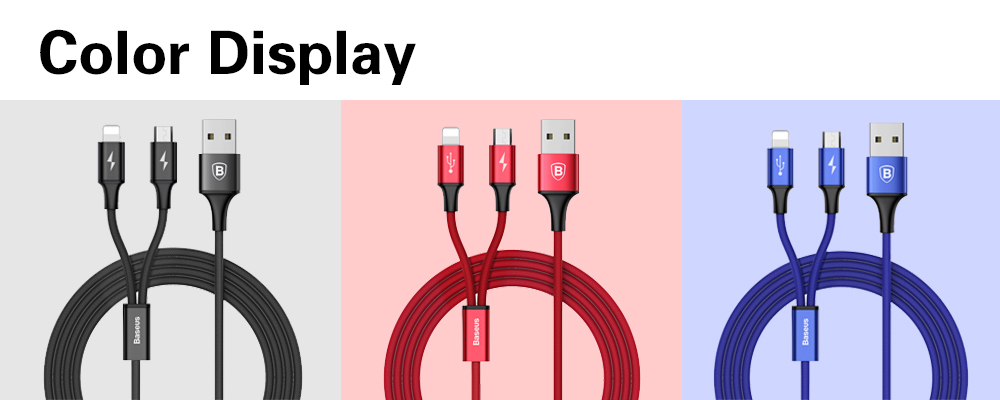 Baseus Rapid Series 2 in 1 Micro USB + 8 Pin Connector 3A Fast Charging Data Transfer Cable 1.2M Baseus Rapid Series 2 in 1 Micro USB + 8 Pin Connector 3A Fast Charging Data Transfer Cable 1.2M