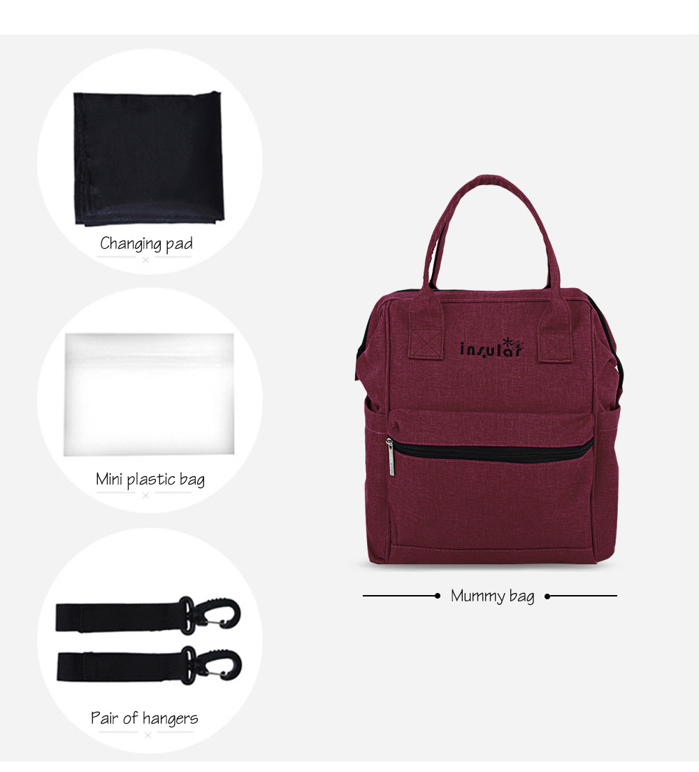 Insular Large Capacity Polyamide Convertible Mummy Diaper Bag