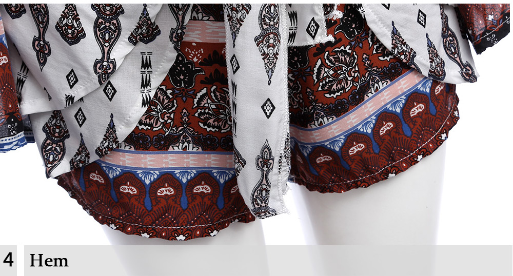Active Two-piece Long Bell Sleeve Off The Shoulder Print Crop Top with Shorts for Women