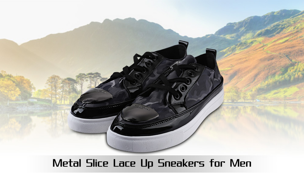 Fashionable Metal Slice Embellishment Patchwork Design Lace Up Sneakers for Men Fashionable Metal Slice Embellishment Patchwork Design Lace Up Sneakers for Men