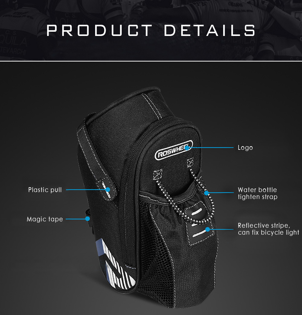 ROSWHEEL Bicycle Saddle Seat Tail Bike Rear Bag with Water Bottle Pocket ROSWHEEL Bicycle Saddle Seat Tail Bike Rear Bag with Water Bottle Pocket