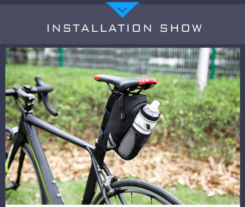 ROSWHEEL Bicycle Saddle Seat Tail Bike Rear Bag with Water Bottle Pocket ROSWHEEL Bicycle Saddle Seat Tail Bike Rear Bag with Water Bottle Pocket