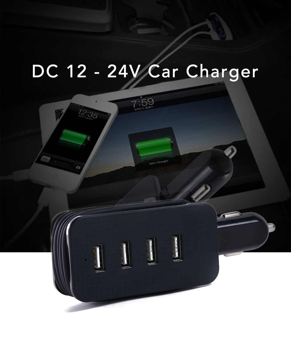 DC 10 - 24V 4USB Port Cellphone Charger Adapter for Car