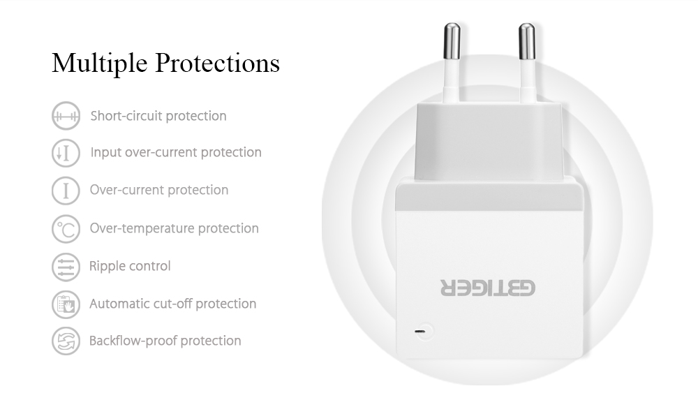 GBTIGER Universal 2 USB 5V 2.4A Multifunctional Quick Travel Adapter with LED Light GBTIGER Universal 2 USB 5V 2.4A Multifunctional Quick Travel Adapter with LED Light