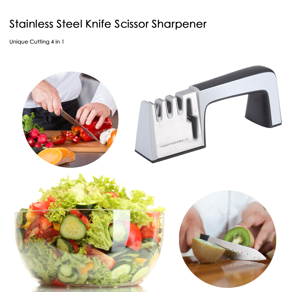 ZHAOLIDA Unique Cutting 4 in 1 Stainless Steel Knife Scissor Sharpener Ceramic Whetstone Hand Tool ZHAOLIDA Unique Cutting 4 in 1 Stainless Steel Knife Scissor Sharpener Ceramic Whetstone Hand Tool