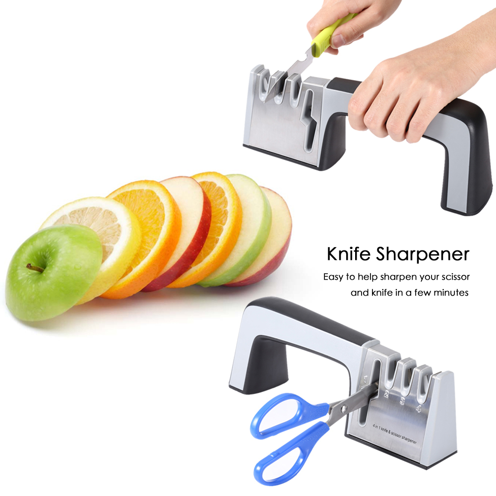 ZHAOLIDA Unique Cutting 4 in 1 Stainless Steel Knife Scissor Sharpener Ceramic Whetstone Hand Tool ZHAOLIDA Unique Cutting 4 in 1 Stainless Steel Knife Scissor Sharpener Ceramic Whetstone Hand Tool