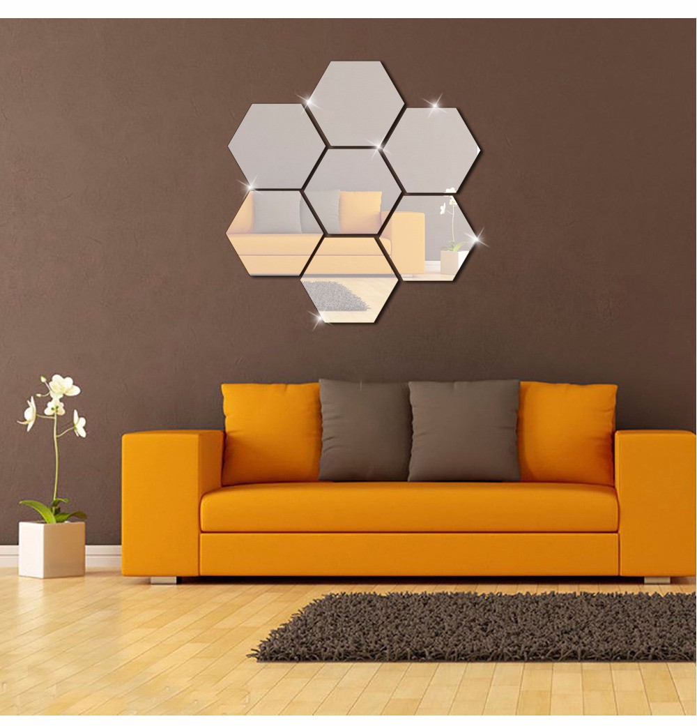 12pcs Shiny Crystal Hexagon Wall Stickers Home Decoration