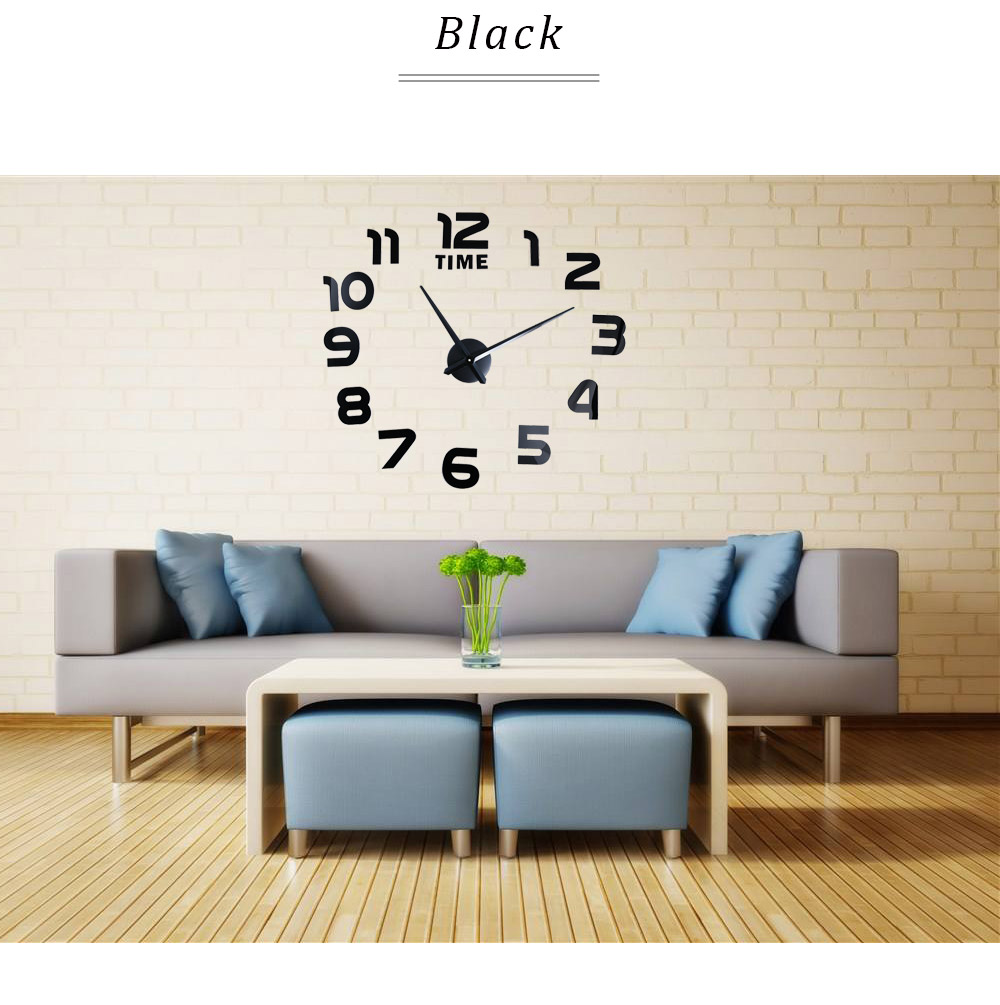 Large DIY Wall Clock 3D Mirror Effect Stickers Home Decoration