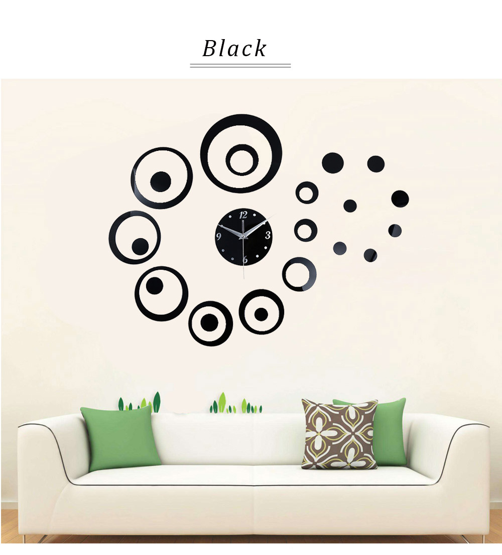 Creative Circular Mirror Effect Sticker DIY Quartz Wall Clock Home Decoration