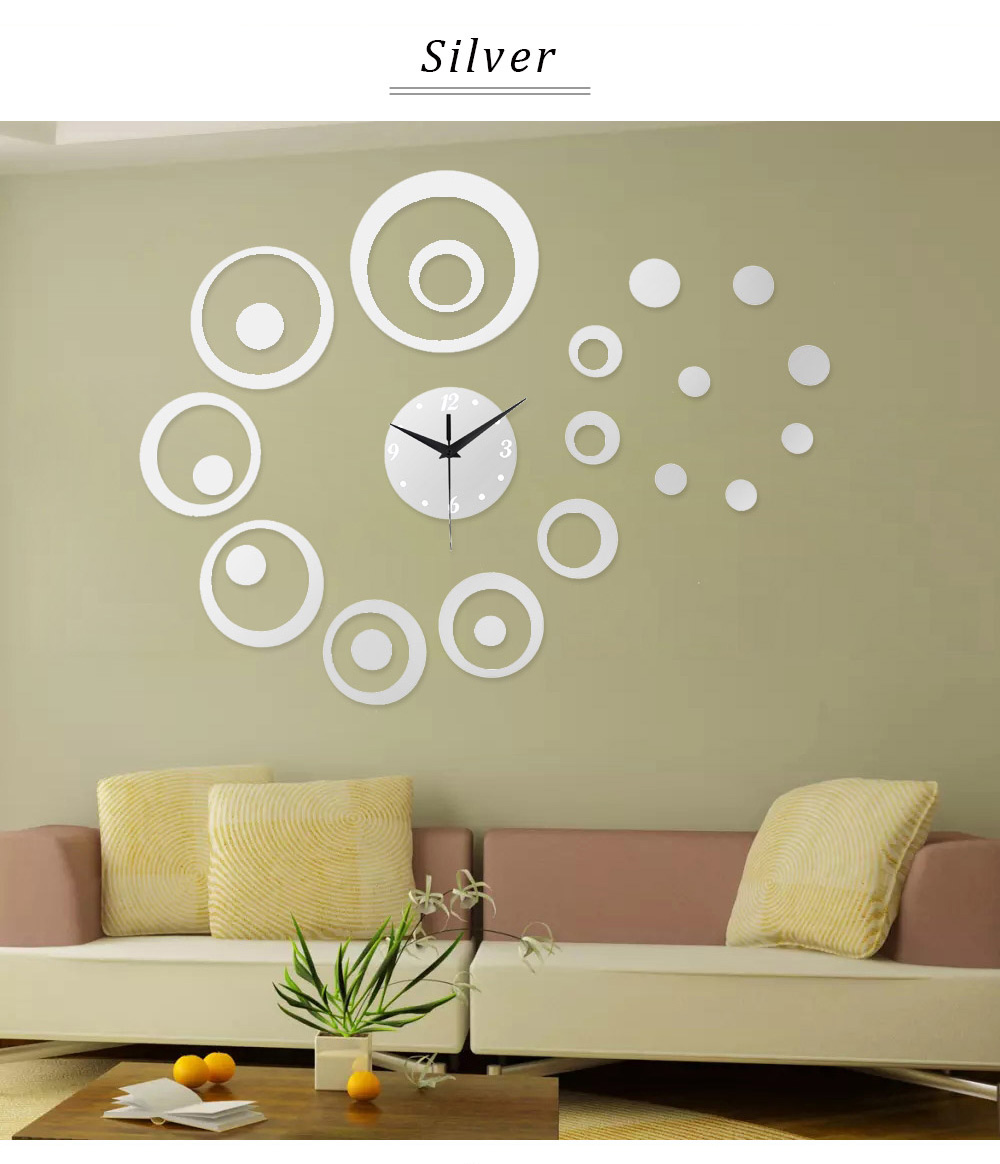 Creative Circular Mirror Effect Sticker DIY Quartz Wall Clock Home Decoration
