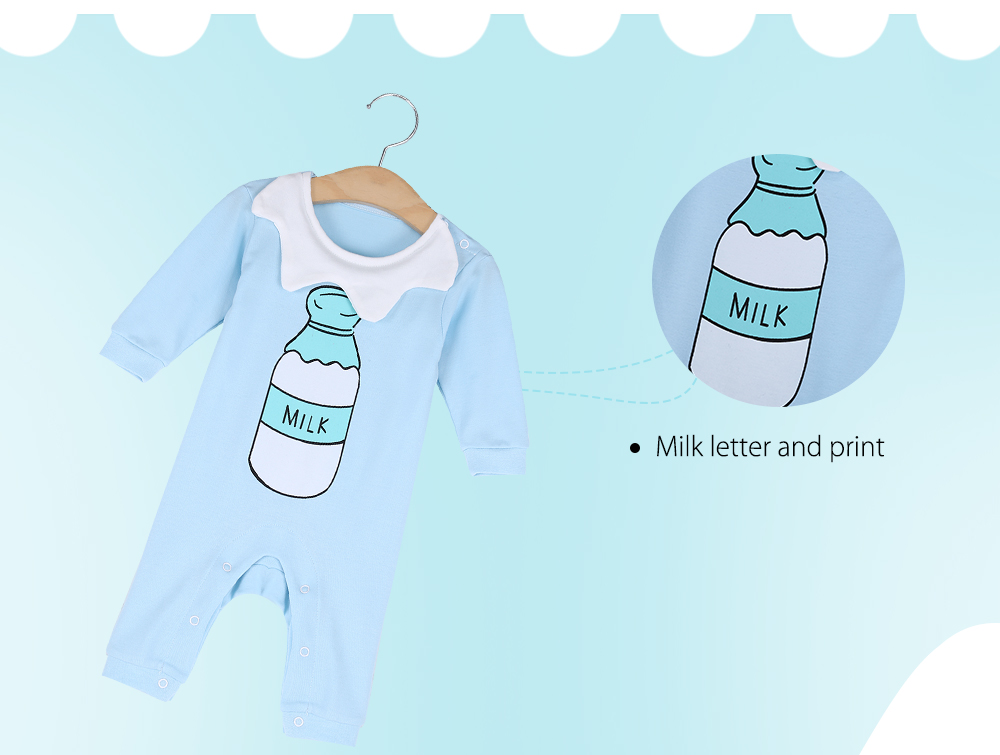 Rabbit Beien Cotton Round Collar Long Sleeve Baby Milk Print Jumpsuit