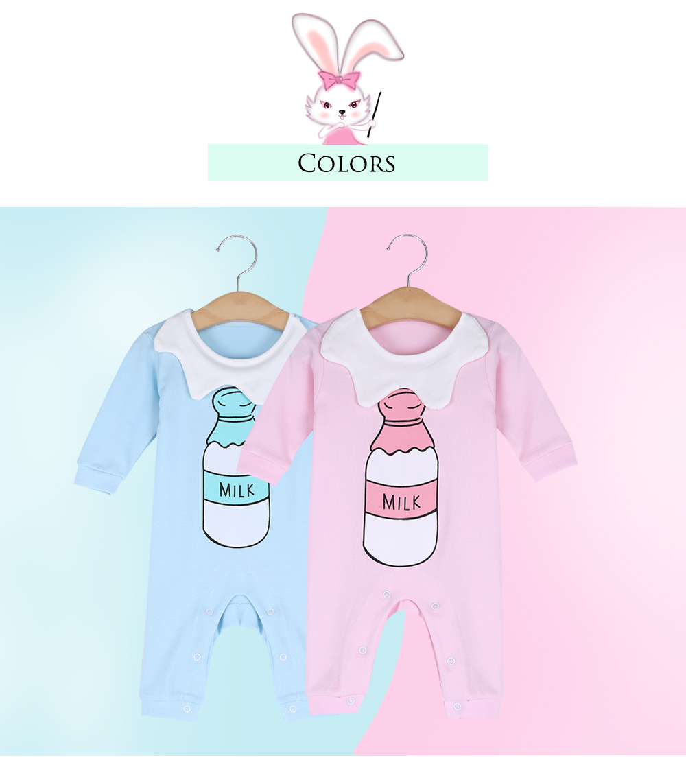 Rabbit Beien Cotton Round Collar Long Sleeve Baby Milk Print Jumpsuit