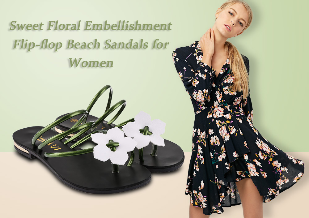 Sweet Floral Embellishment Flip-flop Beach Sandals for Women Sweet Floral Embellishment Flip-flop Beach Sandals for Women