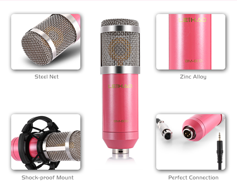 LEIHAO Professional Condenser Microphone Studio Broadcasting Recording