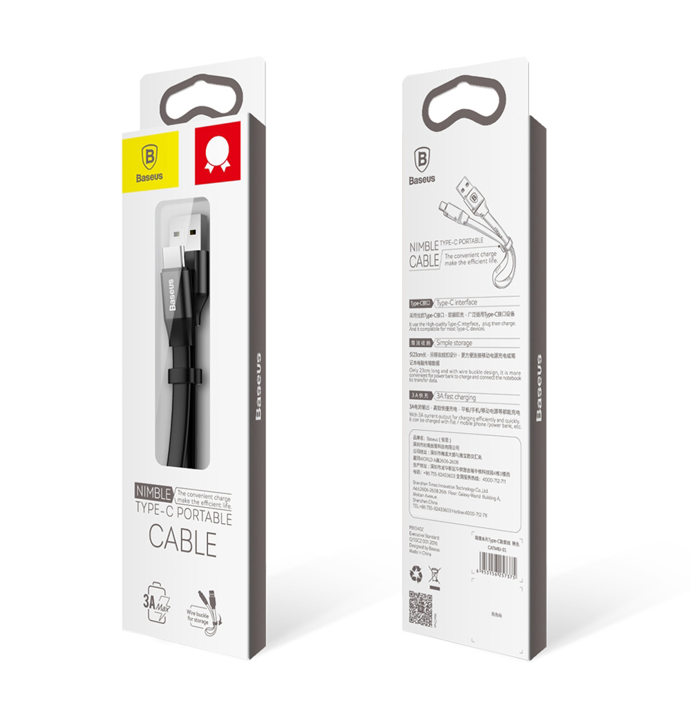 Baseus Nimble Type-C Transfer Data Synchronization Charging Cord 23cm Baseus Nimble Type-C Transfer Data Synchronization Charging Cord 23cm