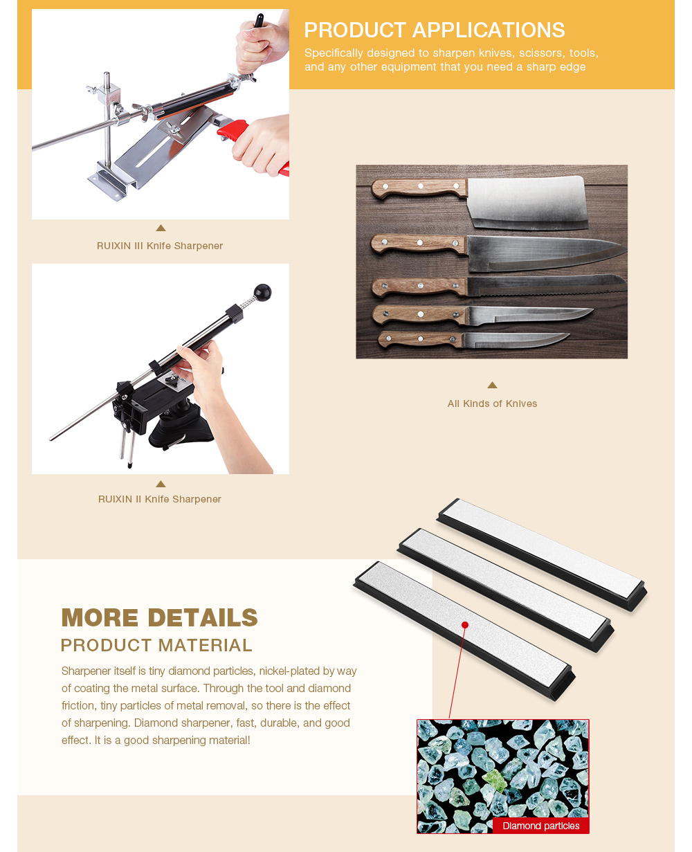 RUIXINPRO 3pcs Fixed Angle Diamond Sharpener Knife Whetstone RUIXINPRO 3pcs Fixed Angle Diamond Sharpener Knife Whetstone