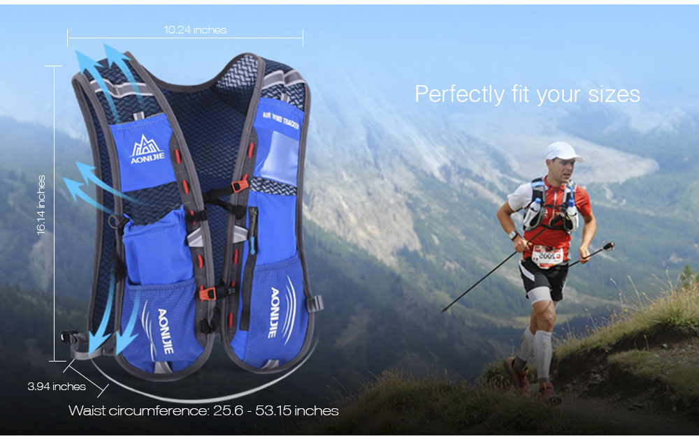AONIJIE Outdoor 5L Running Backpack Hiking Cycling Lightweight Sport Bag for 1.5L Waterbag AONIJIE Outdoor 5L Running Backpack Hiking Cycling Lightweight Sport Bag for 1.5L Waterbag
