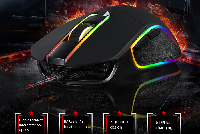 Motospeed V30 Professional USB Wired Gaming Mouse with LED Backlit Display