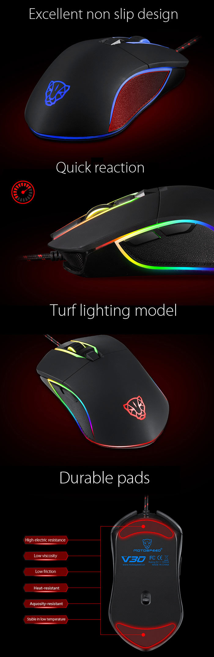 Motospeed V30 Professional USB Wired Gaming Mouse with LED Backlit Display Motospeed V30 Professional USB Wired Gaming Mouse with LED Backlit Display
