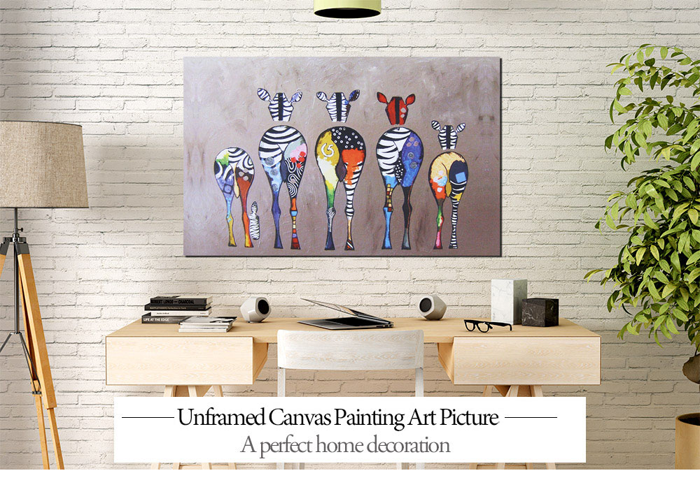 Jingsheng Unframed Canvas Painting Colorful Zebras Pattern Home Decoration