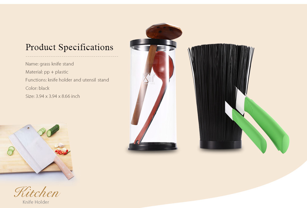 xyj Grass Universal Knife Holder Kitchen Stand with Black Insert xyj Grass Universal Knife Holder Kitchen Stand with Black Insert