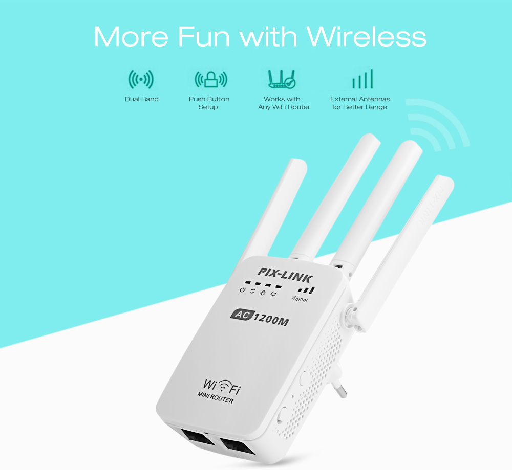 PIX - LINK LV - AC05 WiFi Range Extender 1200M Dual-band Wireless Router Repeater AP PIX - LINK LV - AC05 WiFi Range Extender 1200M Dual-band Wireless Router Repeater AP