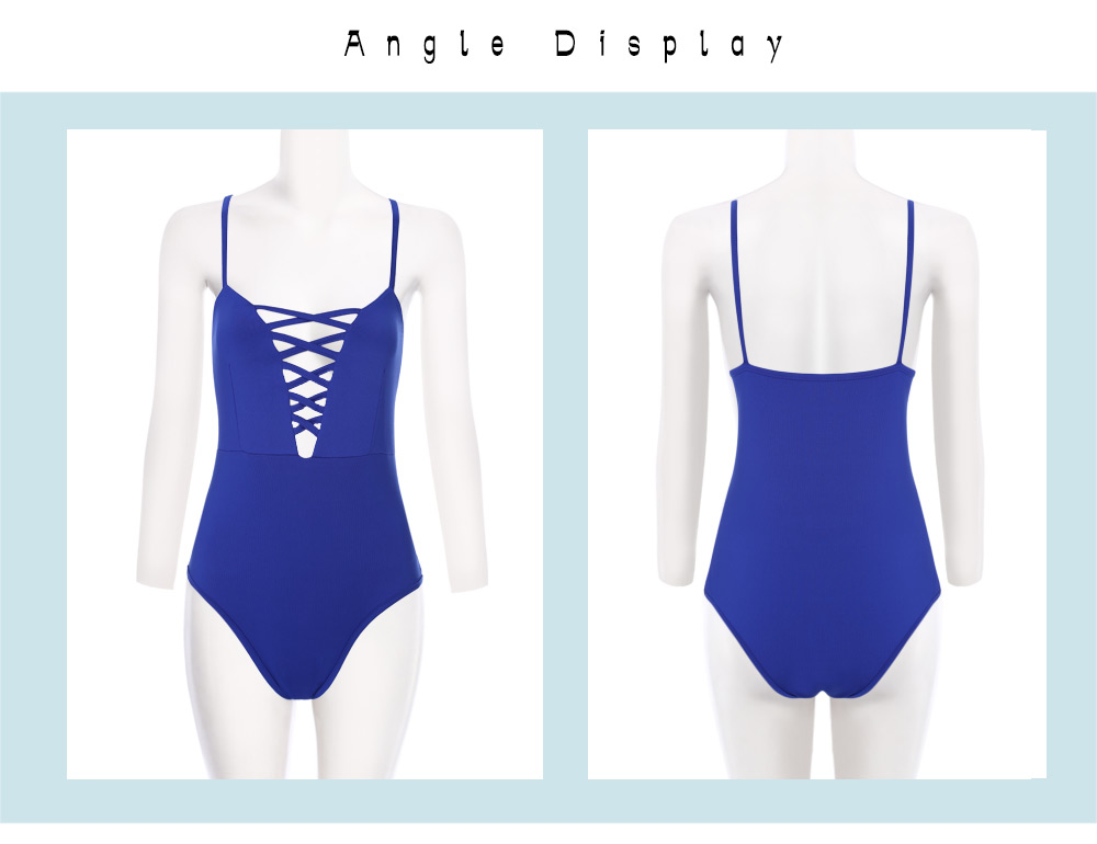 Sexy Spaghetti Strap Hollow Out Lace-up Backless Swimsuit for Women