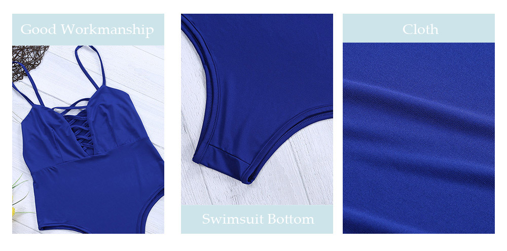 Sexy Spaghetti Strap Hollow Out Lace-up Backless Swimsuit for Women