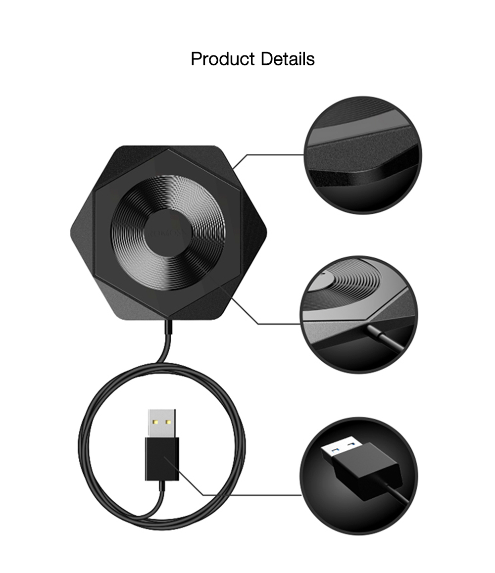 ROMOSS WF01 Hexa Qi Wireless Fast Charging Pad QC 2.0 Charger