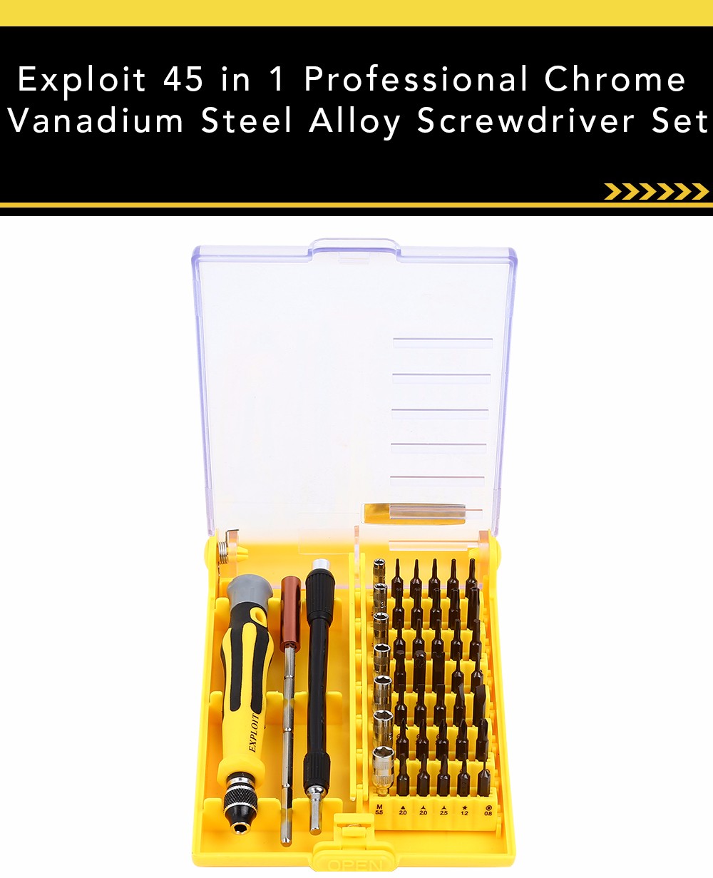 Exploit 45 in 1 Professional Chrome Vanadium Steel Alloy Screwdriver Set