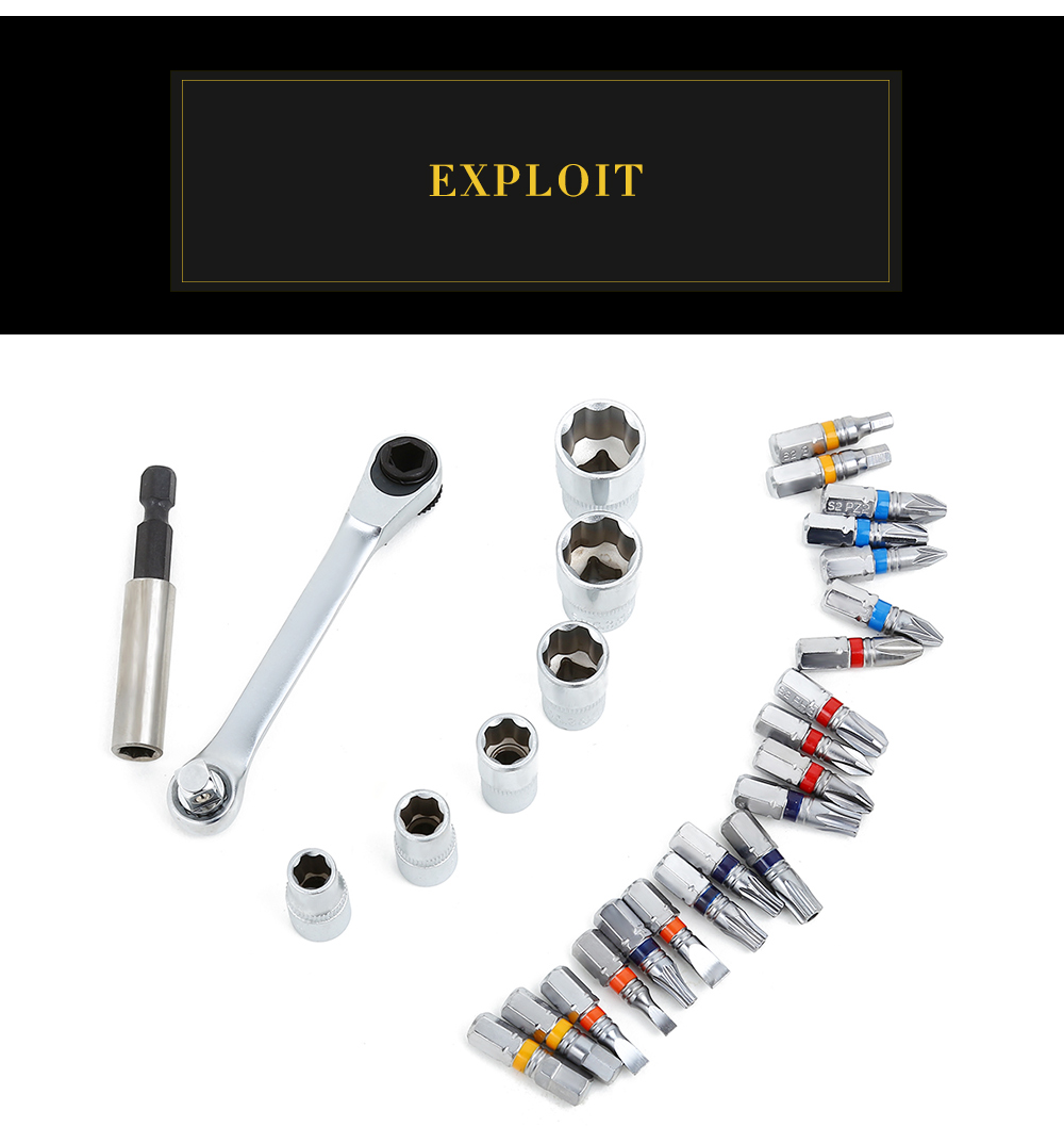 Exploit 28pcs Professional Ratchet Wrench Screwdrivers Portable Hand Tools