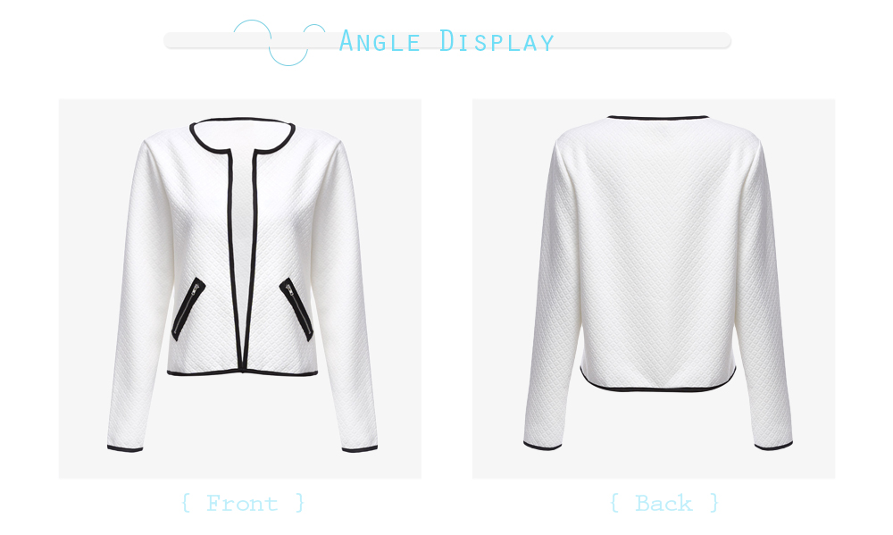 Trendy Round Collar Long Sleeve Decorative Pocket Zipper Coat for Women
