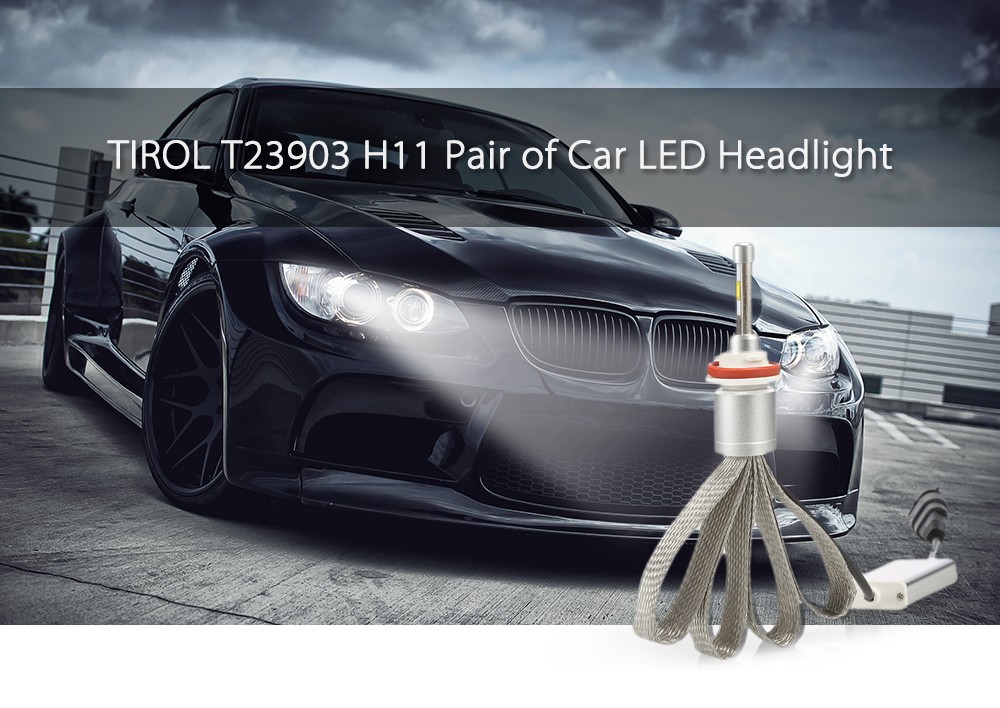 TIROL T23903 H11 40W 4800LM Pair of Car LED Headlight Auto Front Lamp 6000K Car Lighting