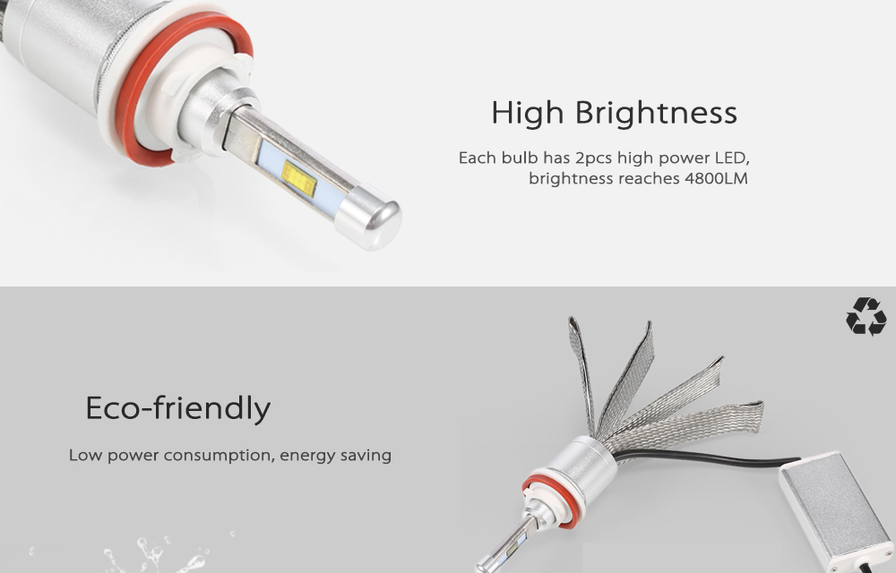 TIROL T23903 H11 40W 4800LM Pair of Car LED Headlight Auto Front Lamp 6000K Car Lighting