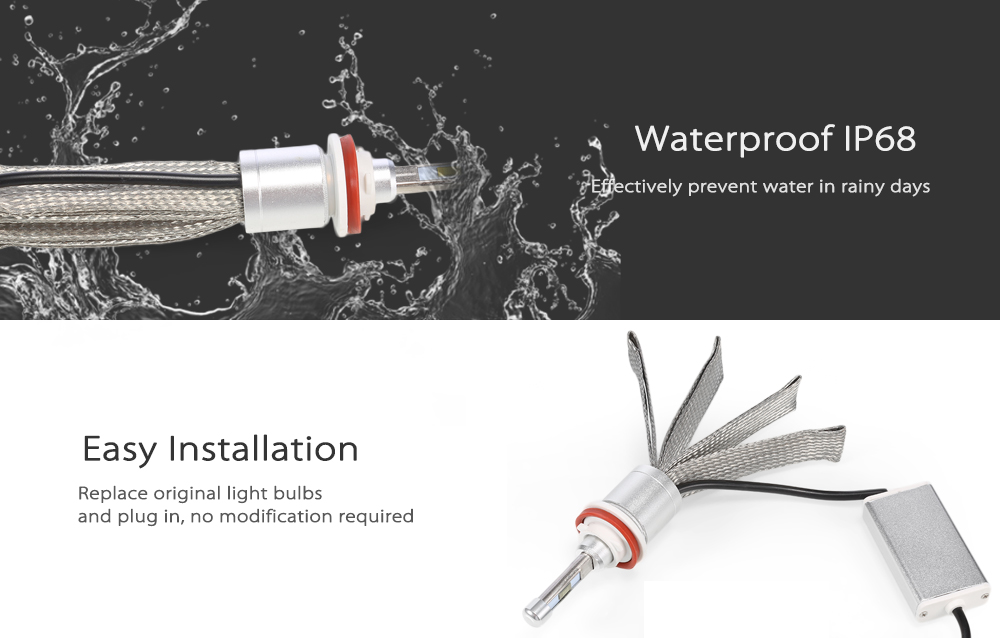 TIROL T23903 H11 40W 4800LM Pair of Car LED Headlight Auto Front Lamp 6000K Car Lighting