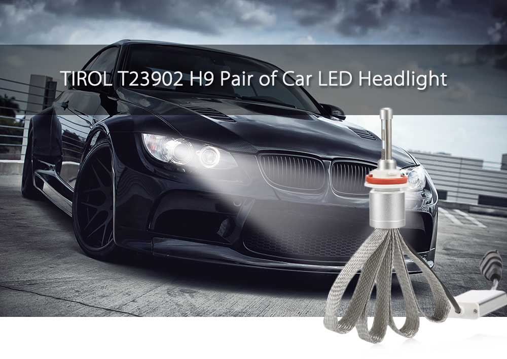 TIROL T23902 H9 40W 4800LM Pair of Car LED Headlight 6000K Auto Front Lamp