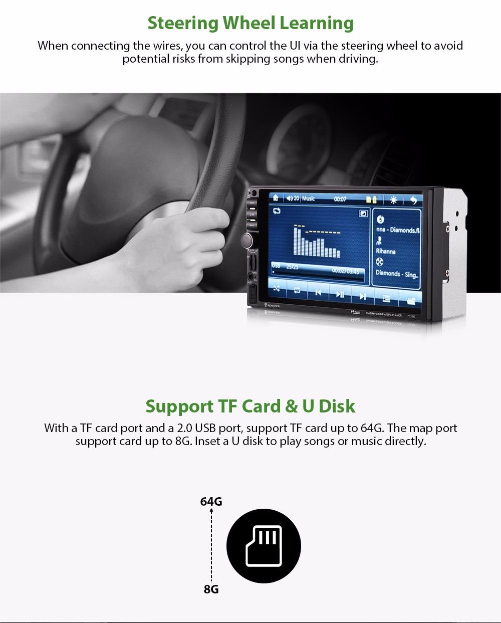 Rectangle 7021G 7 inch Bluetooth FM Radio GPS Car MP5 Player with European Map Rectangle 7021G 7 inch Bluetooth FM Radio GPS Car MP5 Player with European Map