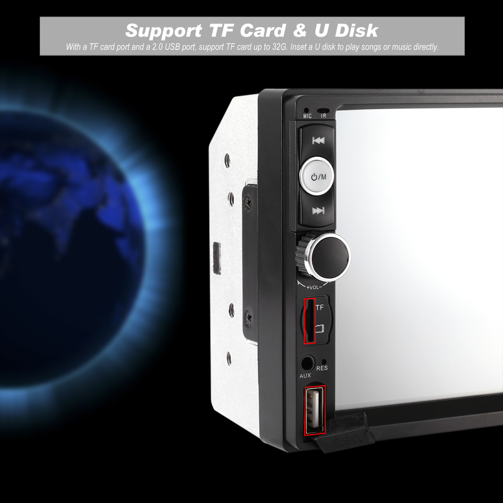 Rectangle 7010B 7 inch Bluetooth FM Radio Car MP5 Player with 720P Camera