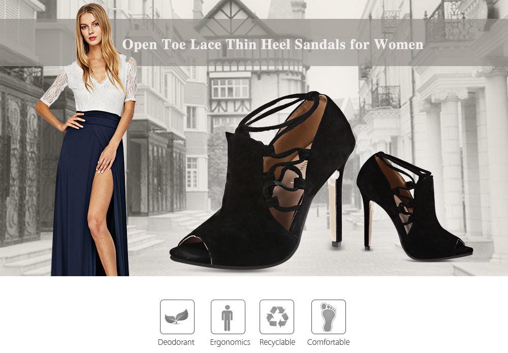 Meilikelin Open Toe Lace Thin Heel Sandals for Women Meilikelin Open Toe Lace Thin Heel Sandals for Women