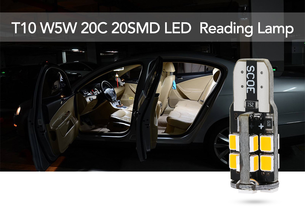 SCOE T10 20C 20SMD LED Car Reading Lamp High Brightness Light