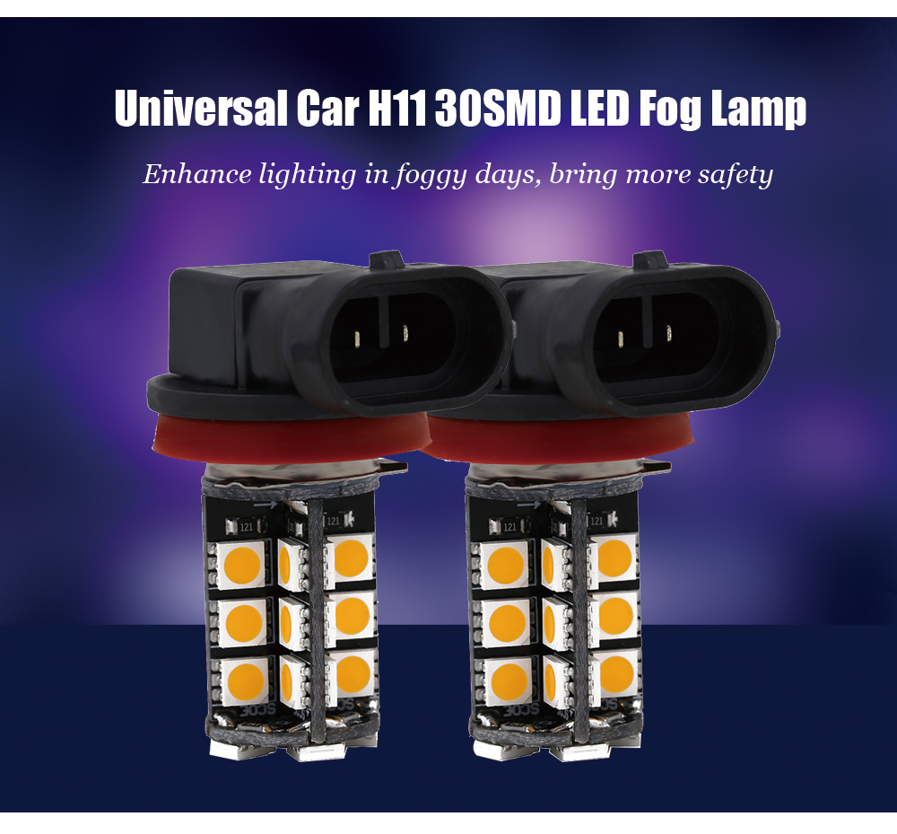 SCOE 2pcs H11 30SMD DC 12V Universal Car LED Fog Lamp Daytime Running Light