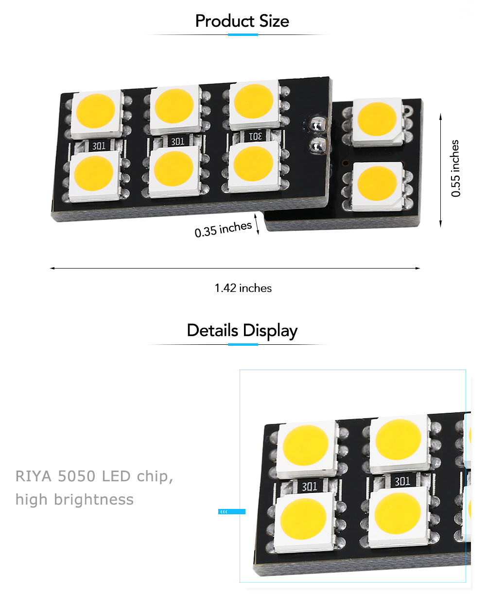 SCOE T10 8B 8SMD Car LED Light Energy-saving Reading Lamp