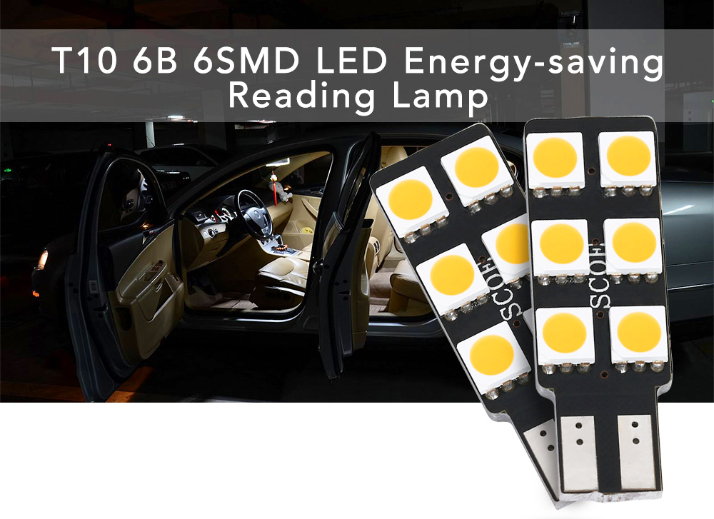 SCOE T10 6B 6SMD LED Single Sided Eye-protection Reading Lamp for Car